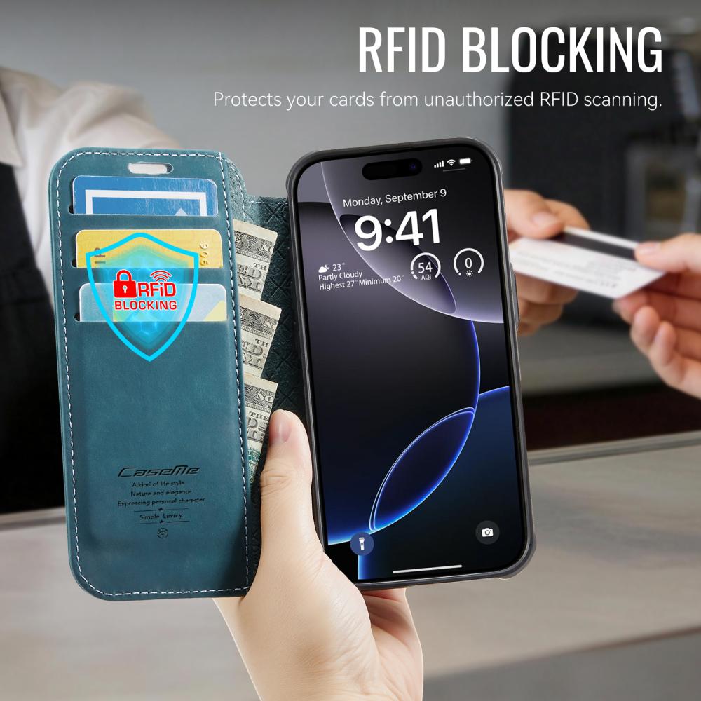 CASEME CASEME iPhone 16 Pro Max Skal RFID Plånbok Blå