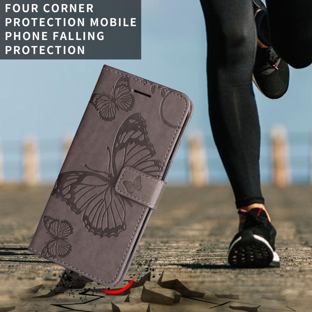  Motorola Moto G86 Power/G86 5G Fodral Fjäril Tryck Grå