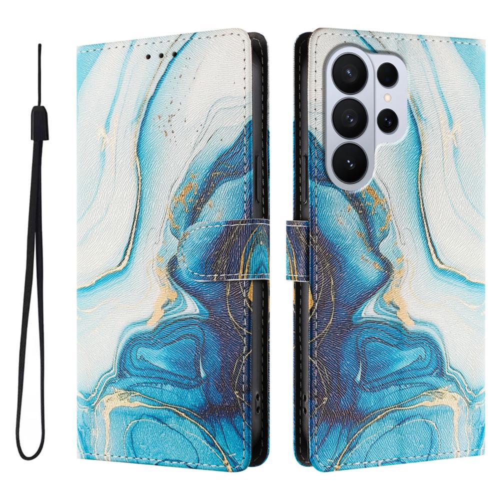  Samsung Galaxy S26 Ultra Fodral Med Tryck Blå Marmor