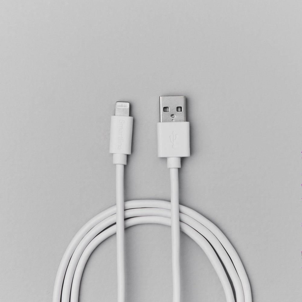 Smartline Smartline 2m Lightning MFi Laddningskabel Vit
