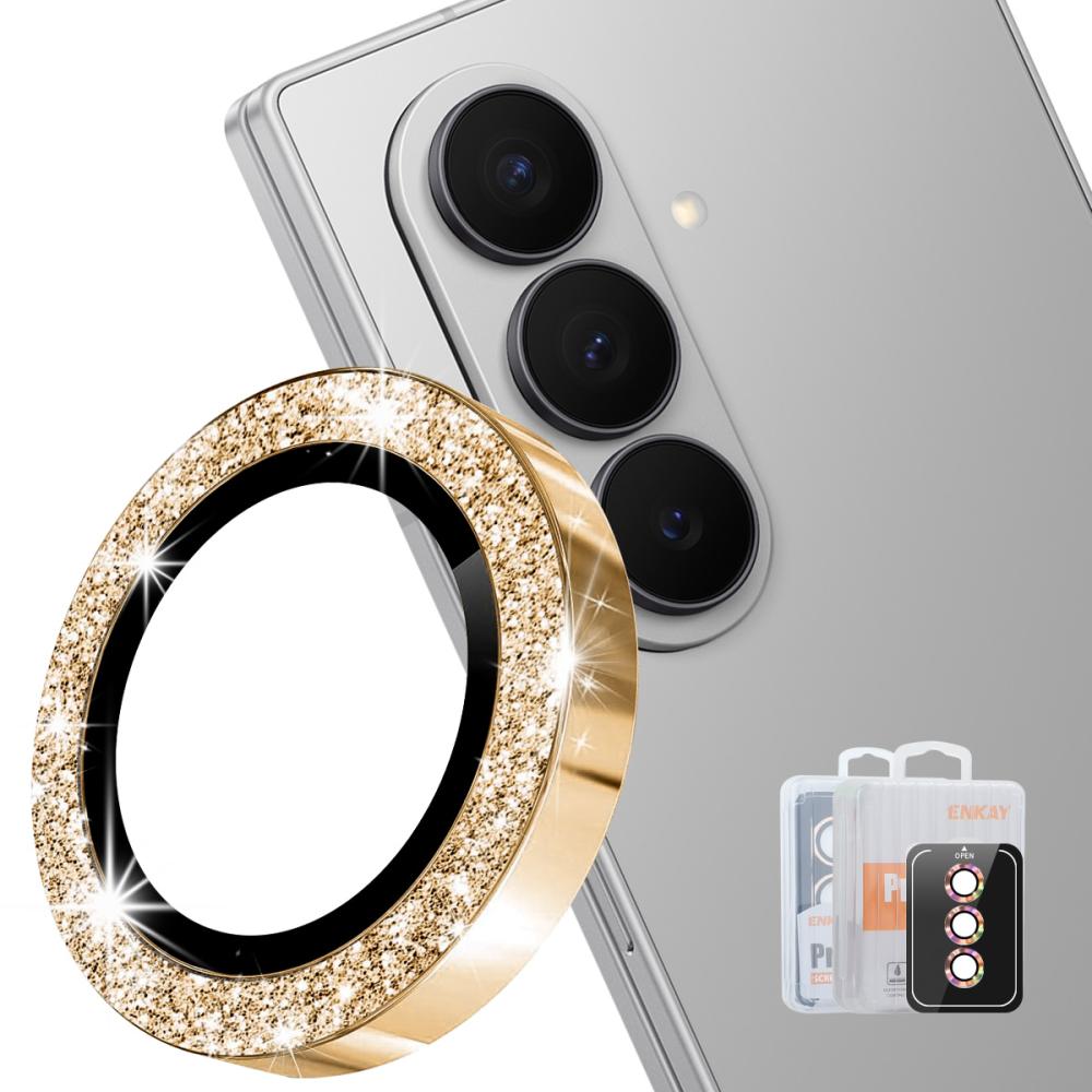 ENKAY ENKAY Samsung Galaxy Z Fold 8 Ultra Linsskydd Glitter Guld