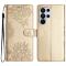  Samsung Galaxy S26 Ultra Fodral Med Blommigt Tryck Läder Guld