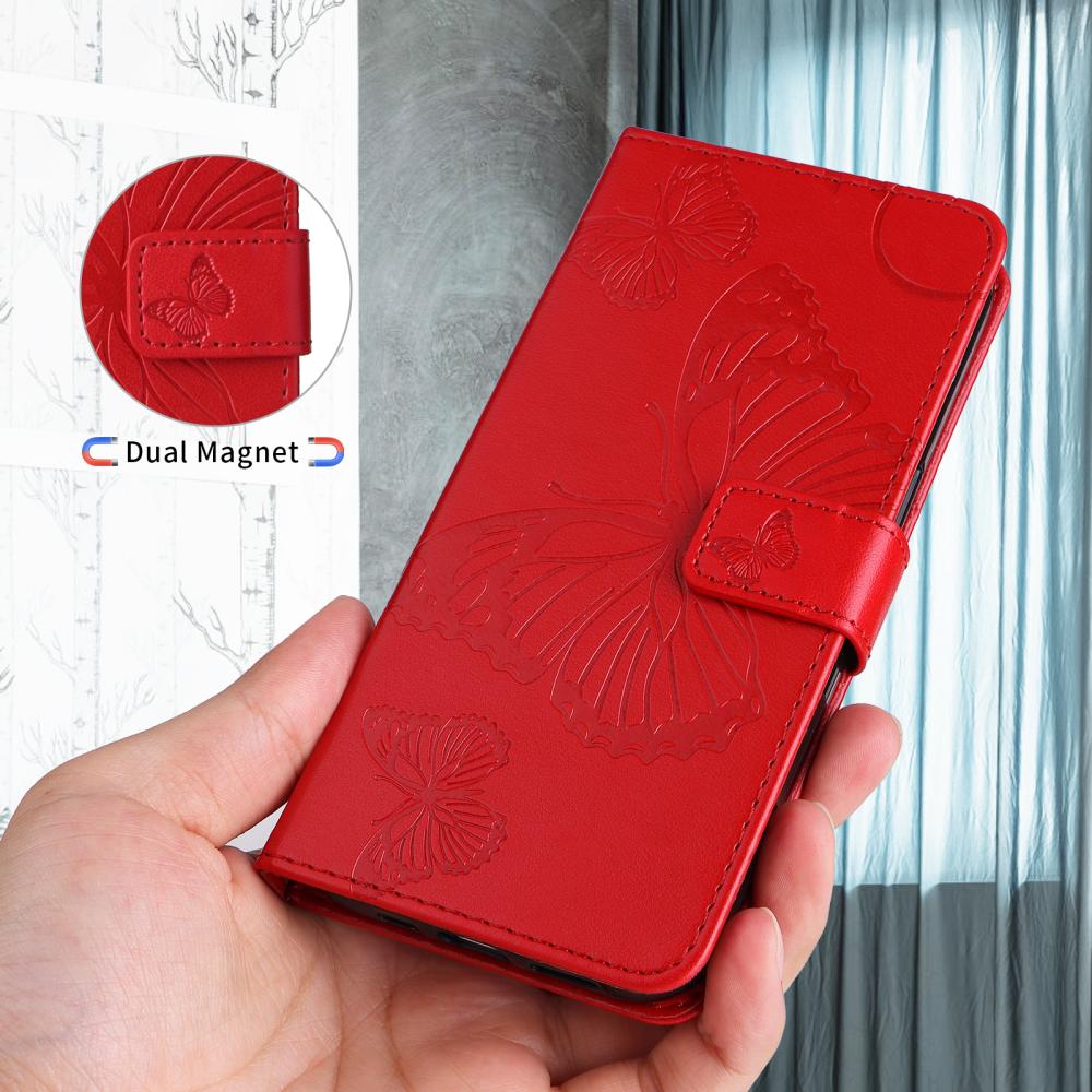  Motorola Moto G86 Power/G86 5G Fodral Fjäril Tryck Röd