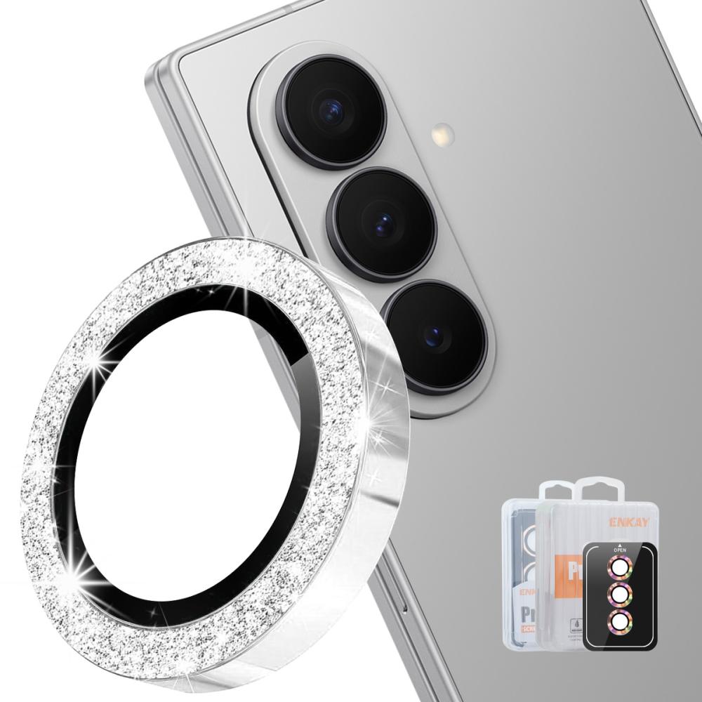 ENKAY ENKAY Samsung Galaxy Z Fold 8 Ultra Linsskydd Glitter Silver