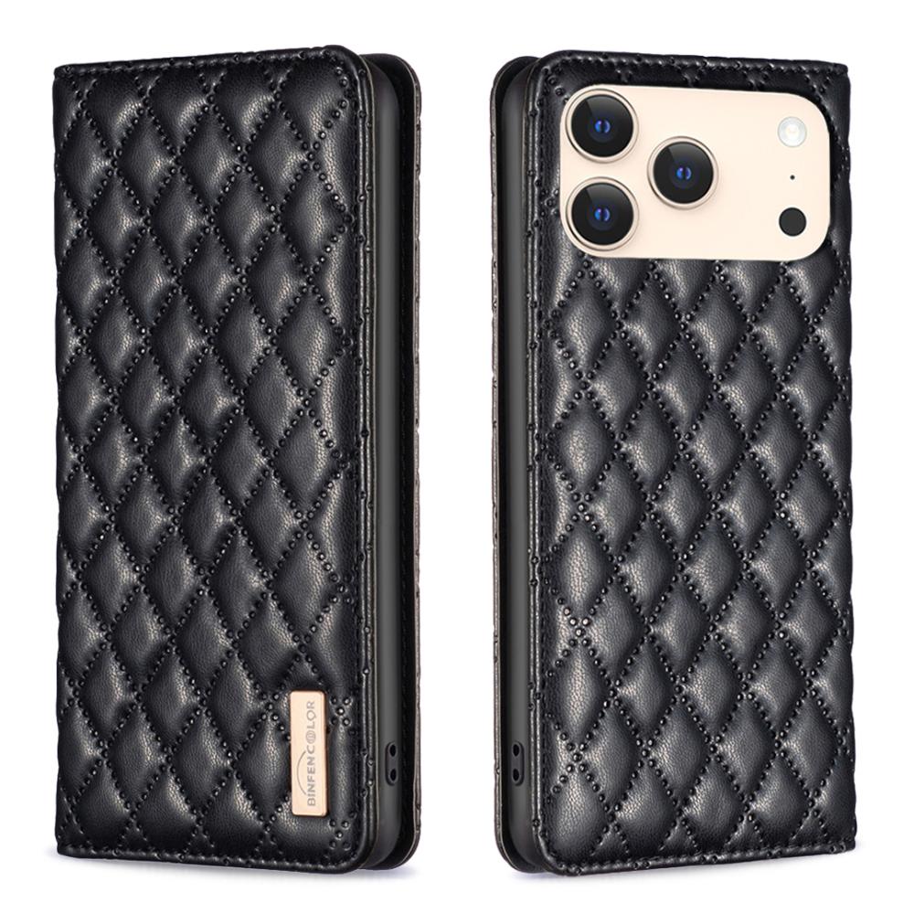 BINFEN BINFEN iPhone 17 Pro Max Fodral Diamond Flip Läder Svart