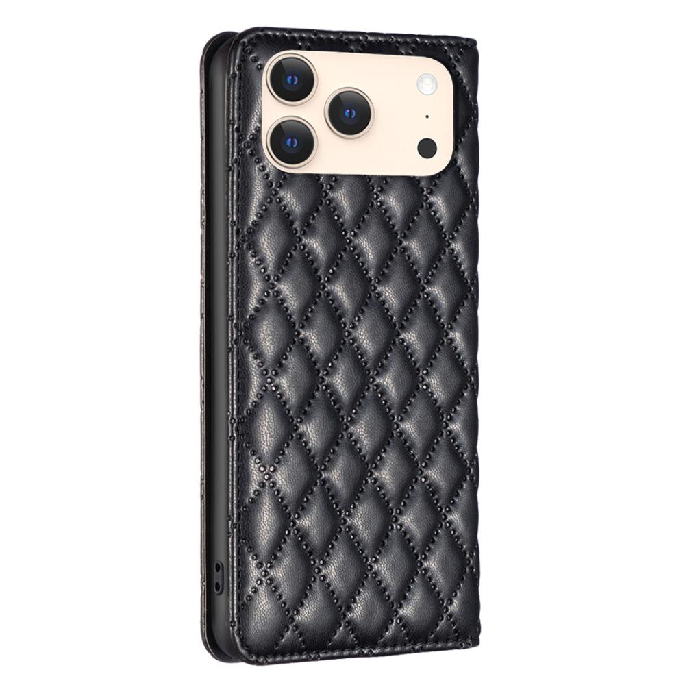 BINFEN BINFEN iPhone 17 Pro Max Fodral Diamond Flip Läder Svart