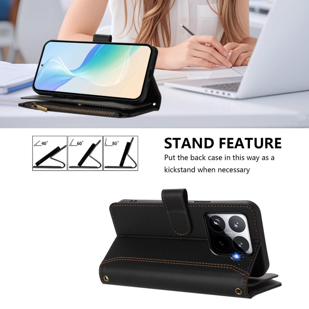  Xiaomi 15T Pro Fodral Multifunktionell Läder Svart