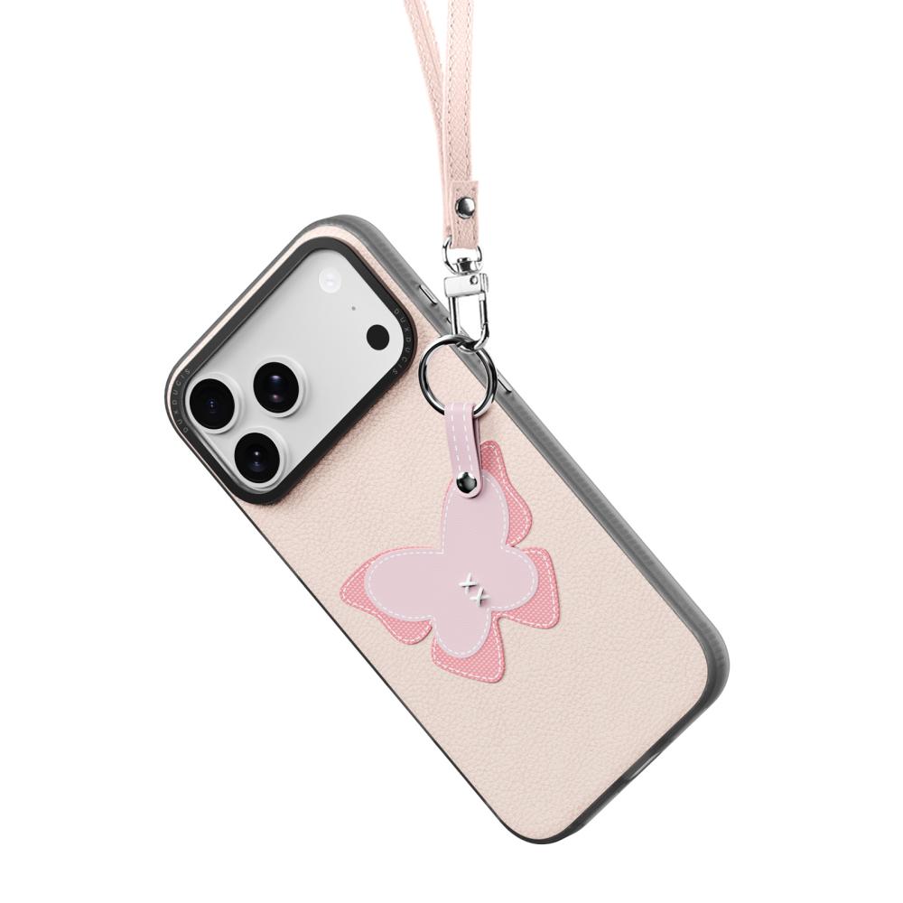 DUX DUCIS DUX DUCIS iPhone 18 Pro Max/17 Pro Max Skal PU-Läder Fjäril Ljus Rosa