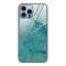  iPhone 14 Pro Skal Marmor Härdat Glas Green Ocean