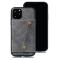  iPhone 12 / 12 Pro - Läder Skal Med Kortfack Och Magnet - Grå