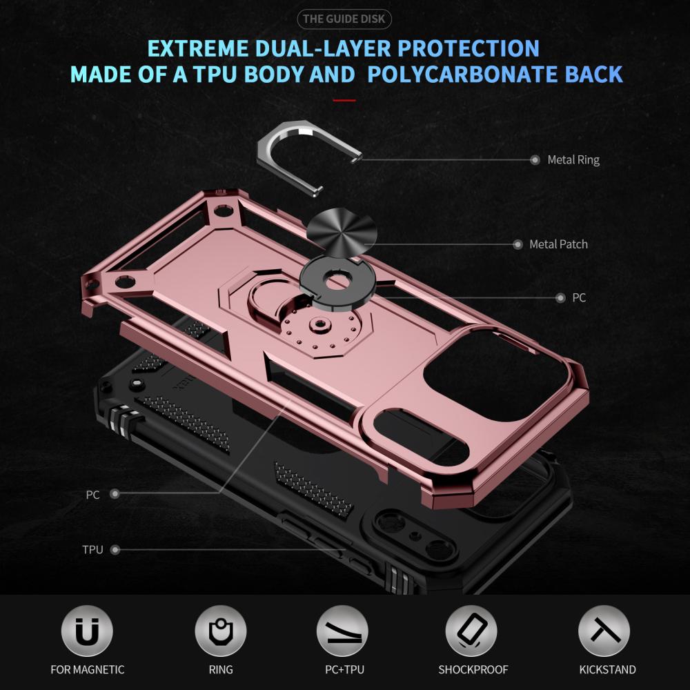 iPhone 17 Pro Skal Shockproof Hybrid Ring Roséguld