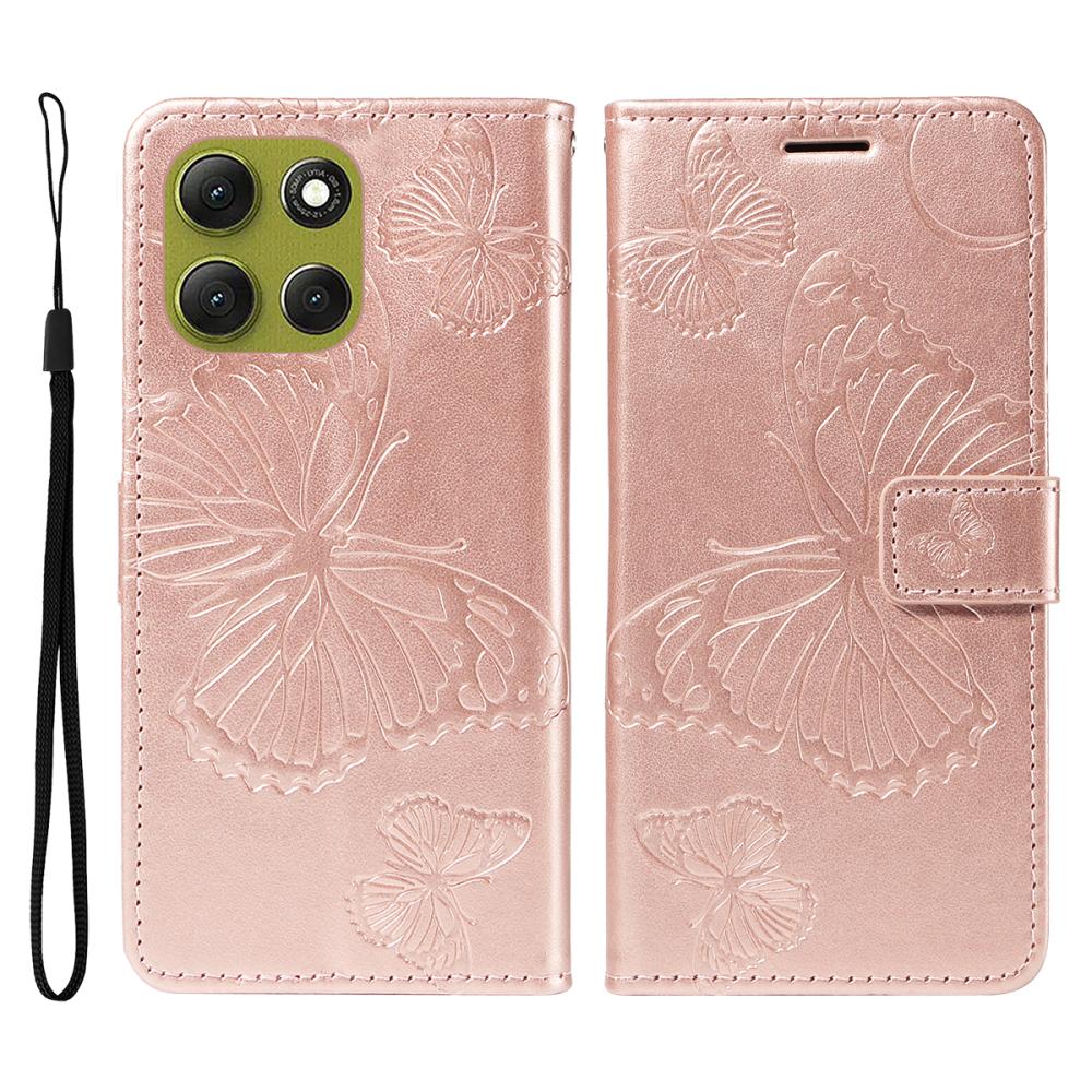  Motorola Moto G86 Power/G86 5G Fodral Fjäril Tryck Roséguld
