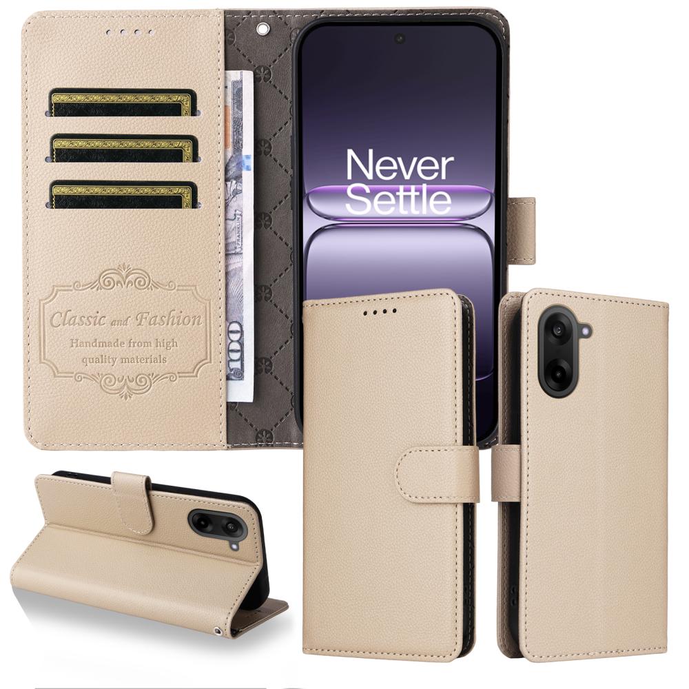  OnePlus Nord CE5 Plånboksfodral Läder Beige