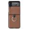 Galaxy Z Flip 3 Skal Litchi Ring Brun
