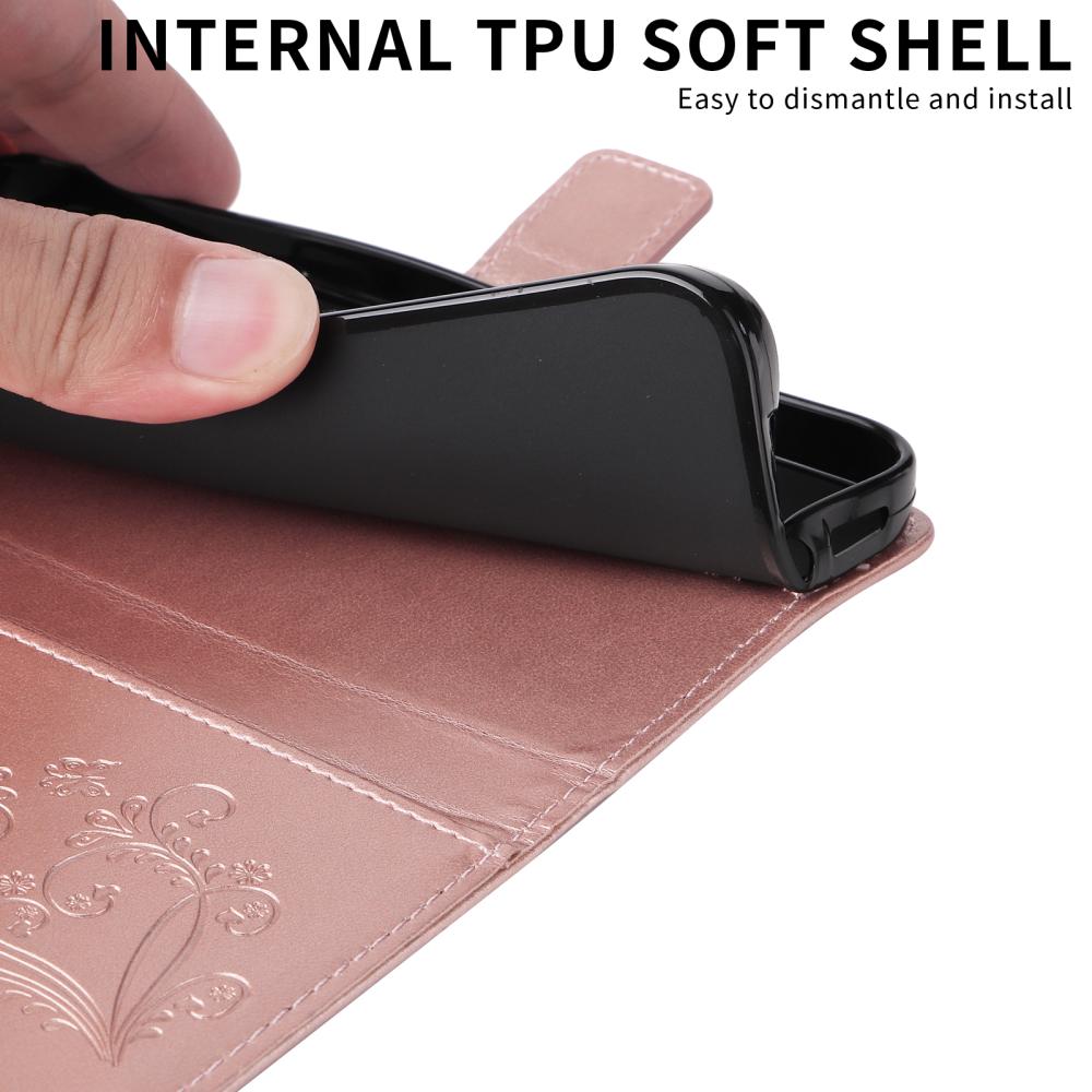  Motorola Moto G86 Power/G86 5G Fodral Fjäril Tryck Roséguld