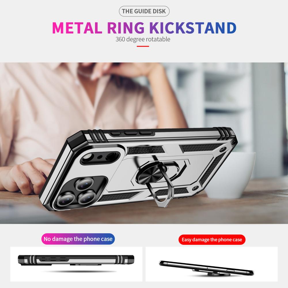  iPhone 17 Pro Skal Shockproof Hybrid Ring Silver