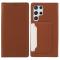 Samsung Galaxy S22 Ultra Fodral Flip Läder Med Kortfack Brun