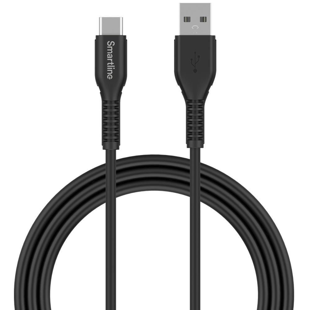 Smartline Smartline 2m 3A USB-C Nylon Laddningskabel Svart