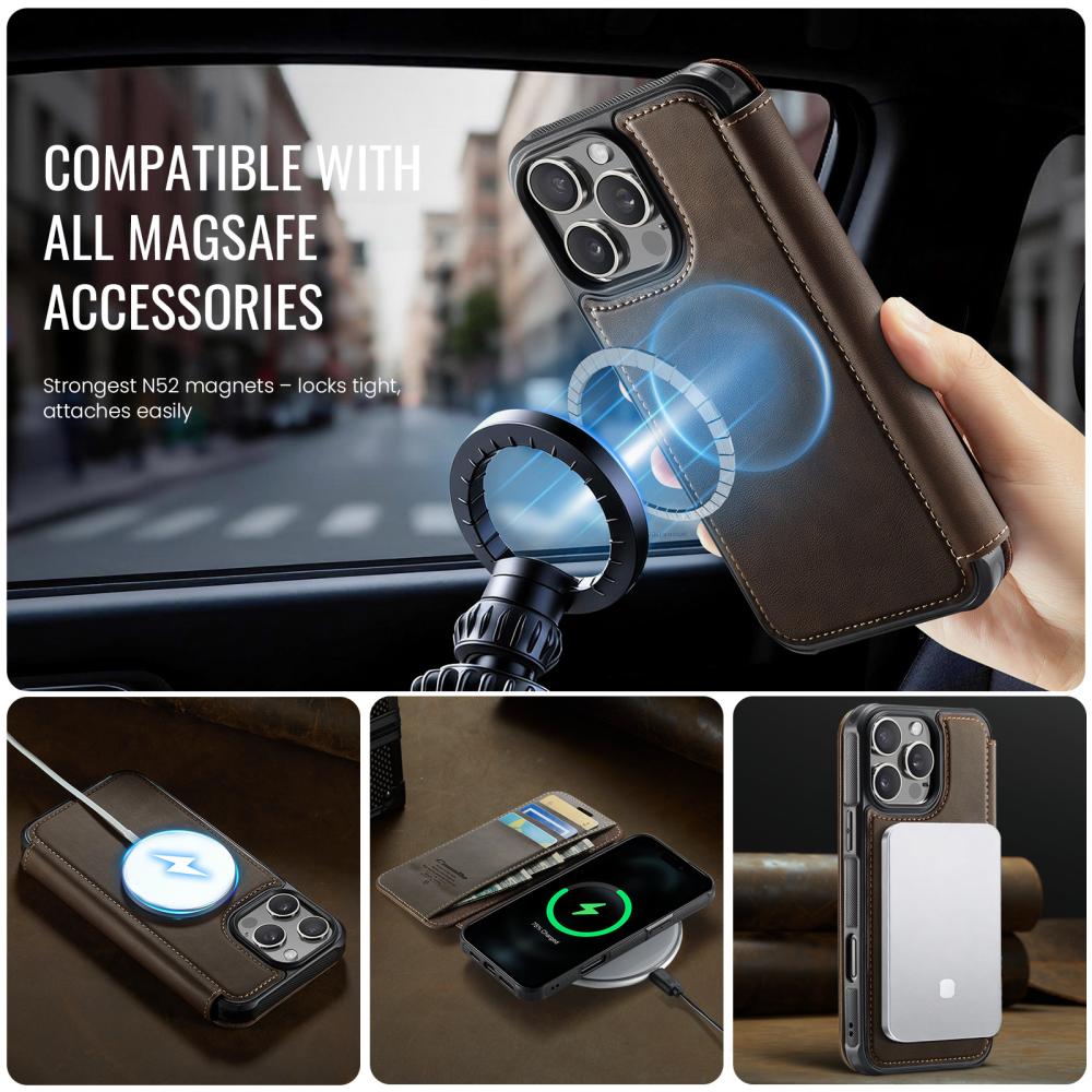 CASEME CASEME iPhone 16 Pro Skal RFID Plånbok Brun