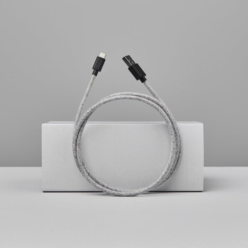 Smartline Smartline 2m 3A USB-C Fuzzy Laddningskabel Grå