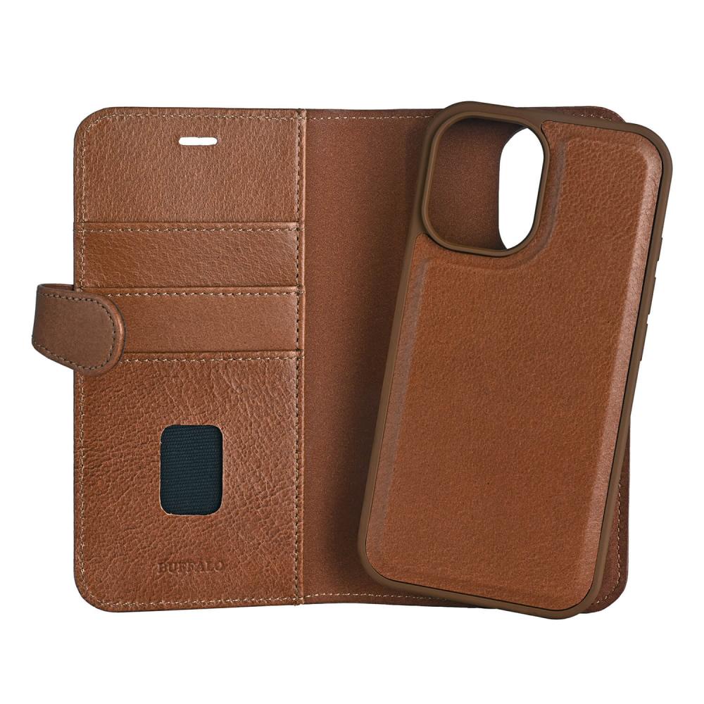 Buffalo Buffalo iPhone 16 Fodral MagSafe 2in1 Äkta Läder Brun
