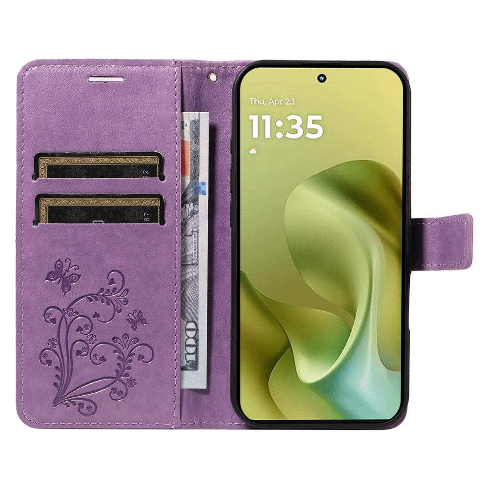  Motorola Moto G86 Power/G86 5G Fodral Fjäril Tryck Lila