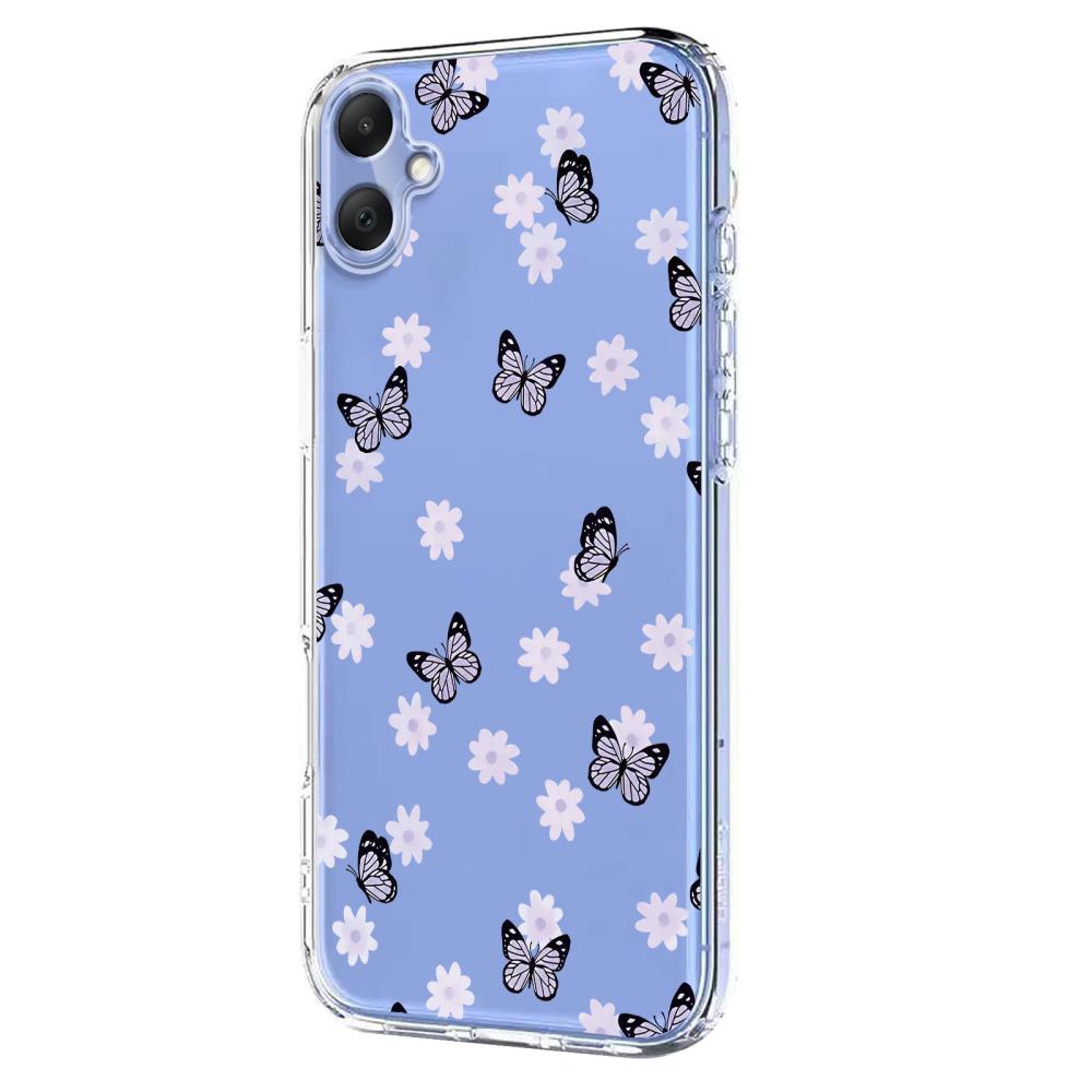  Samsung Galaxy A07 4G Skal Med Tryck Fjärilar / Blommor