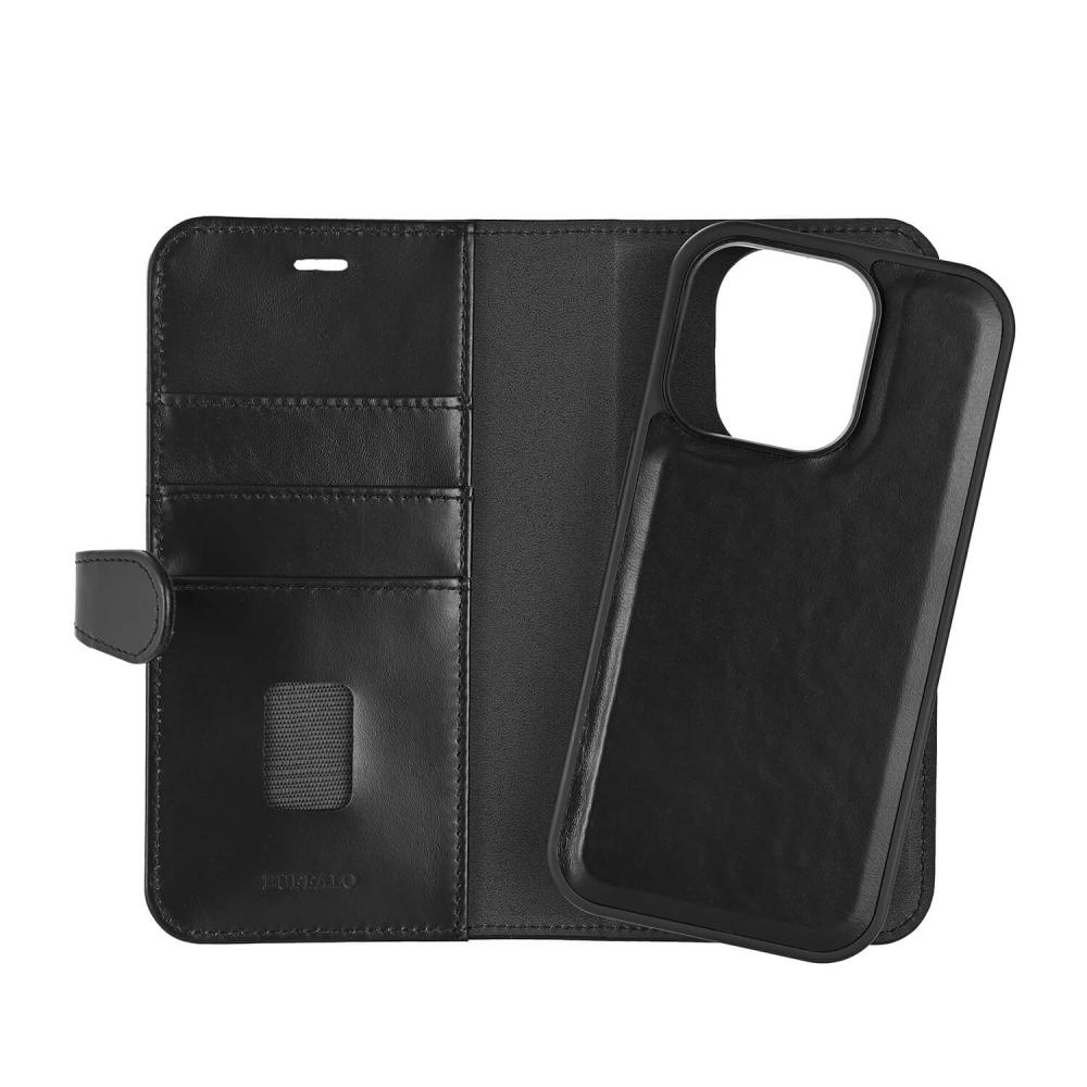 Buffalo Buffalo iPhone 16 Pro Fodral MagSafe 2in1 Äkta Läder Svart