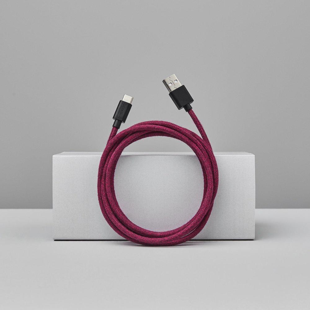 Smartline Smartline 2m 3A USB-C Fuzzy Laddningskabel Lila