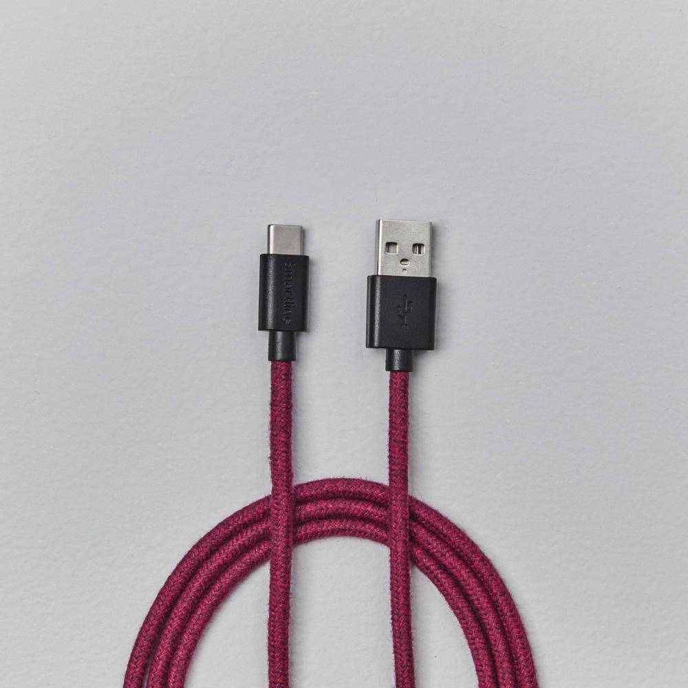 Smartline Smartline 2m 3A USB-C Fuzzy Laddningskabel Lila