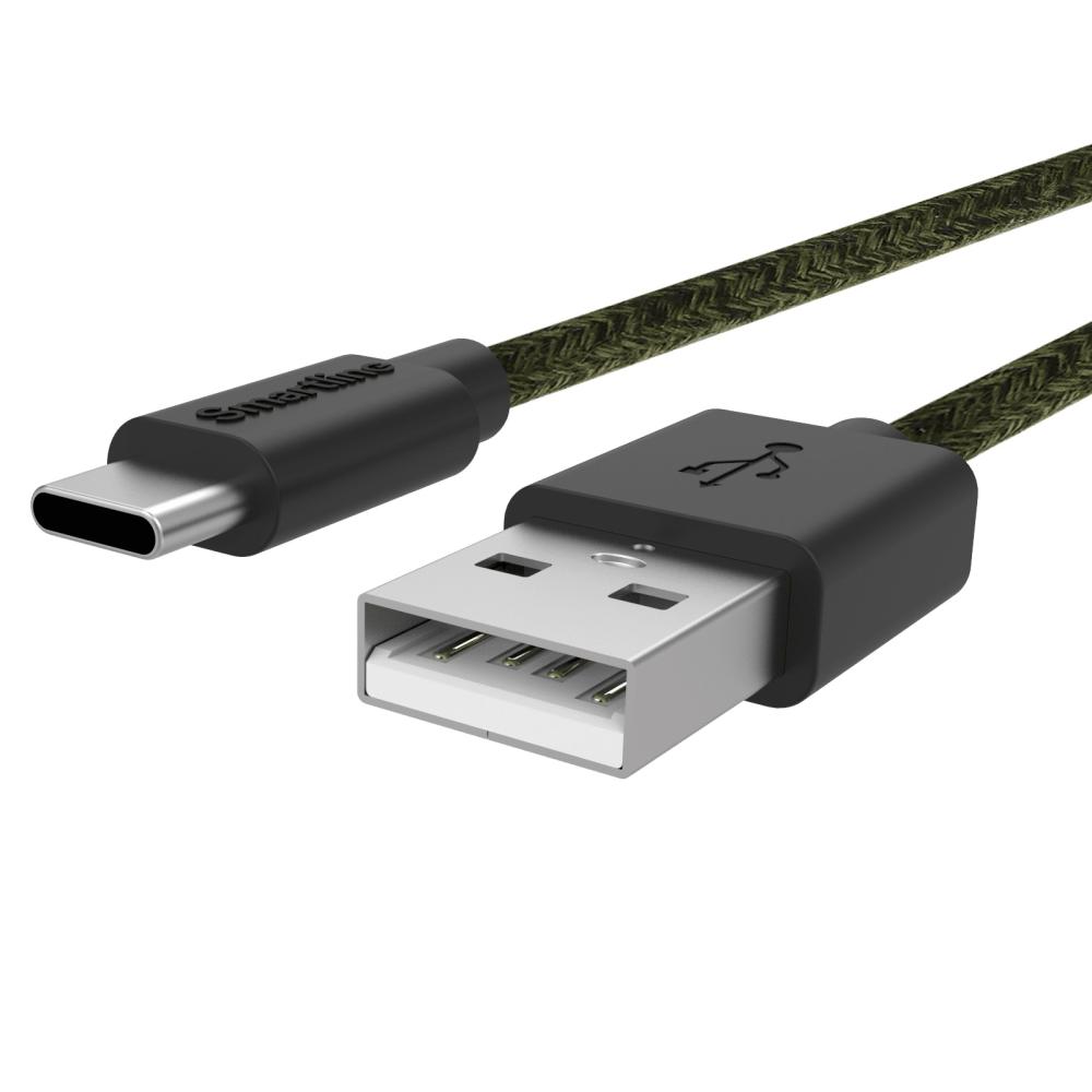 Smartline Smartline 2m 3A USB-C Fuzzy Laddningskabel Grön