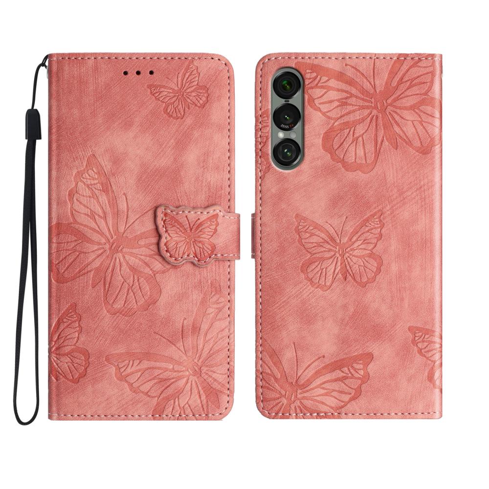  Sony Xperia 1 VII Fodral Fjäril Tryck Rosa