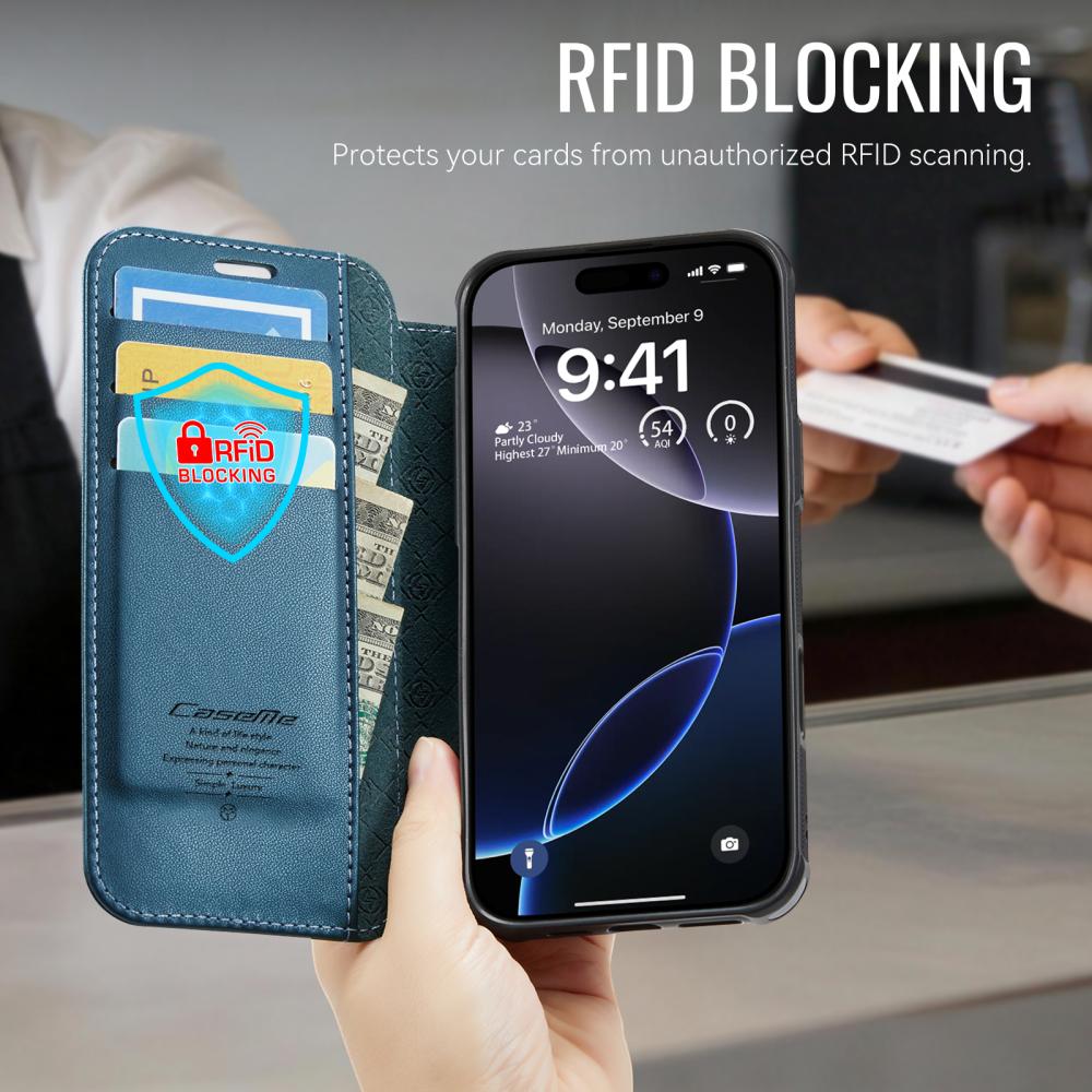 CASEME CASEME iPhone 16 Pro Skal RFID Plånbok Blå