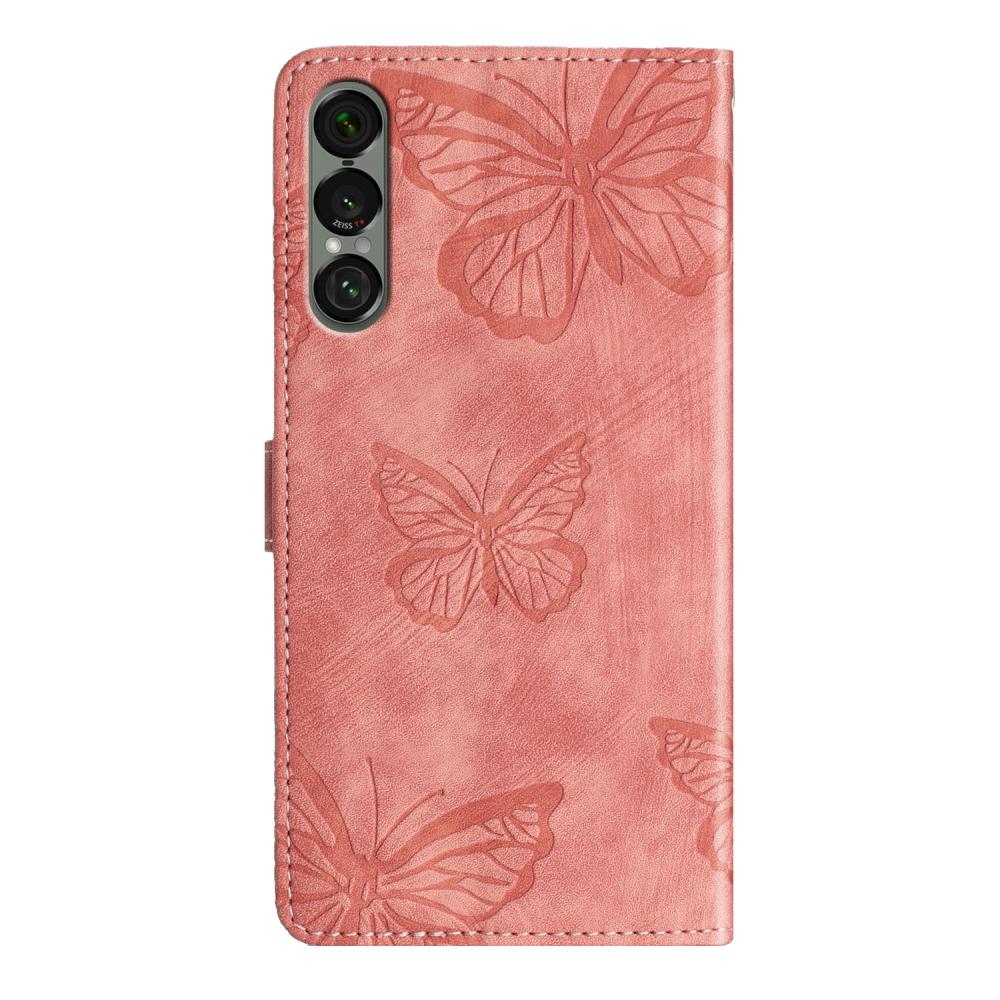  Sony Xperia 1 VII Fodral Fjäril Tryck Rosa
