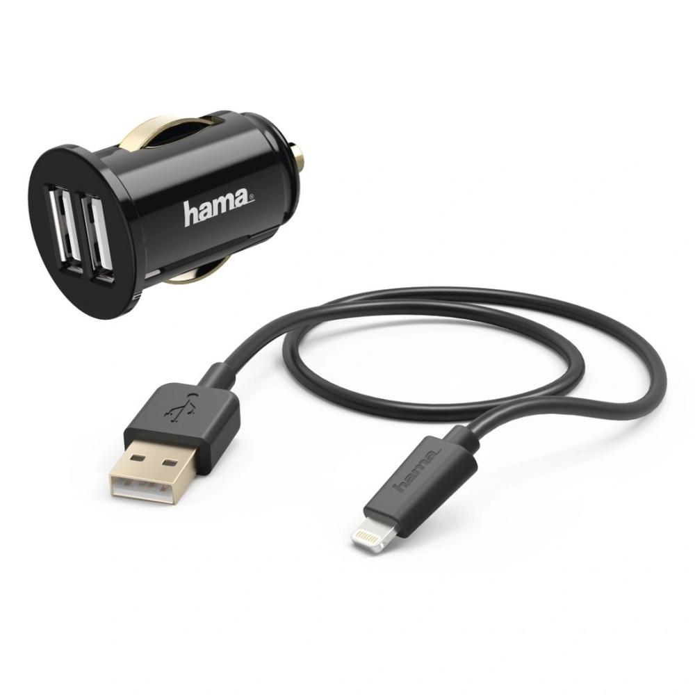  HAMA Dubbel-USB-A Billaddare 150cm - Svart