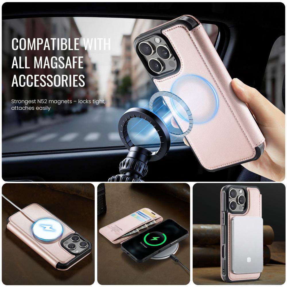 CASEME CASEME iPhone 16 Pro Skal RFID Plånbok Roséguld