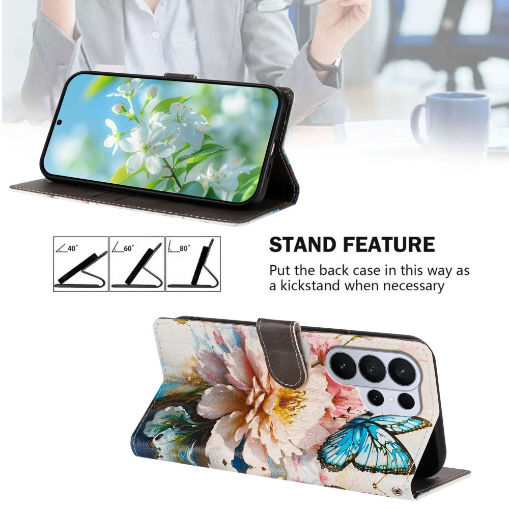  Samsung Galaxy S26 Ultra Fodral Med Tryck Blommor / Fjärilar