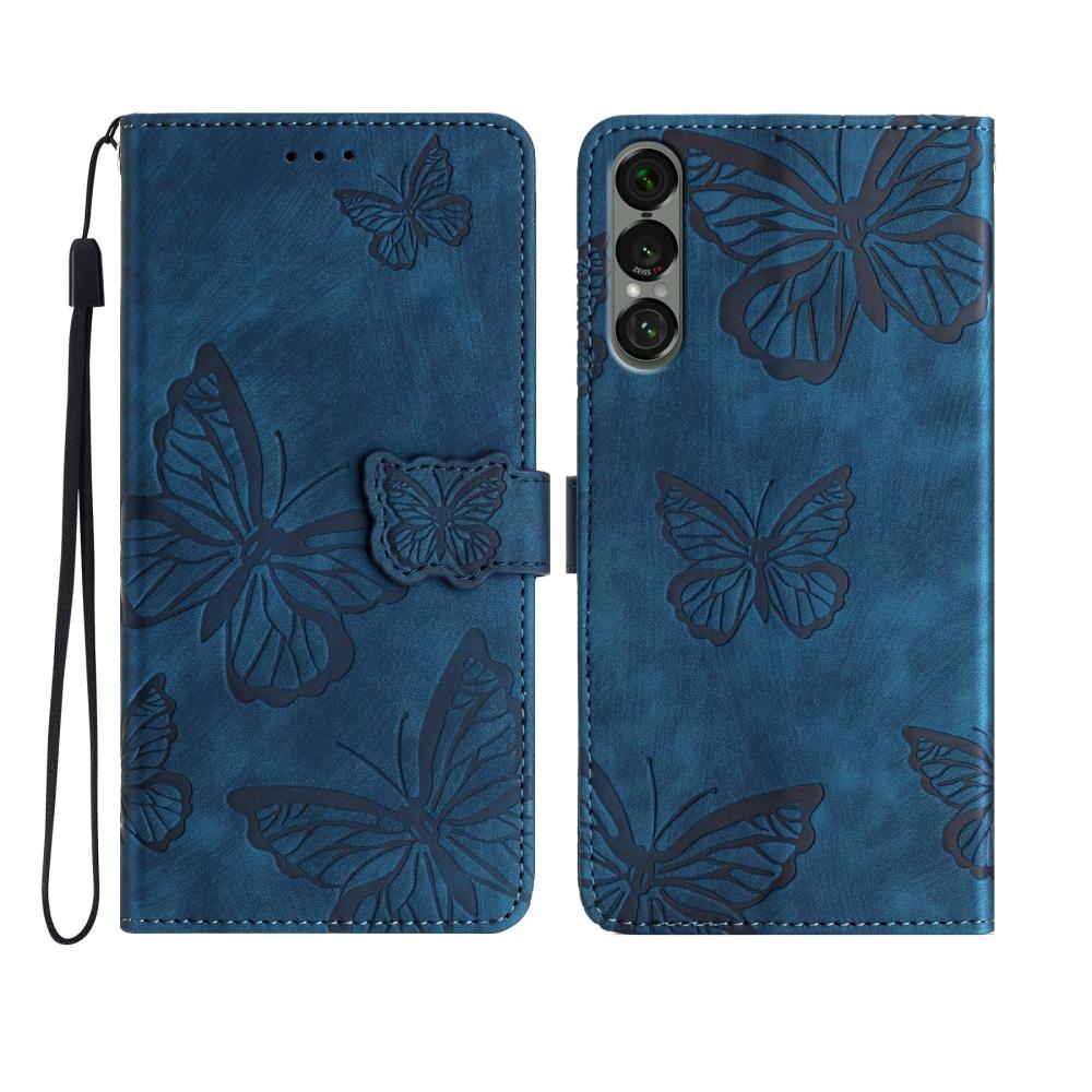  Sony Xperia 1 VII Fodral Fjäril Tryck Blå