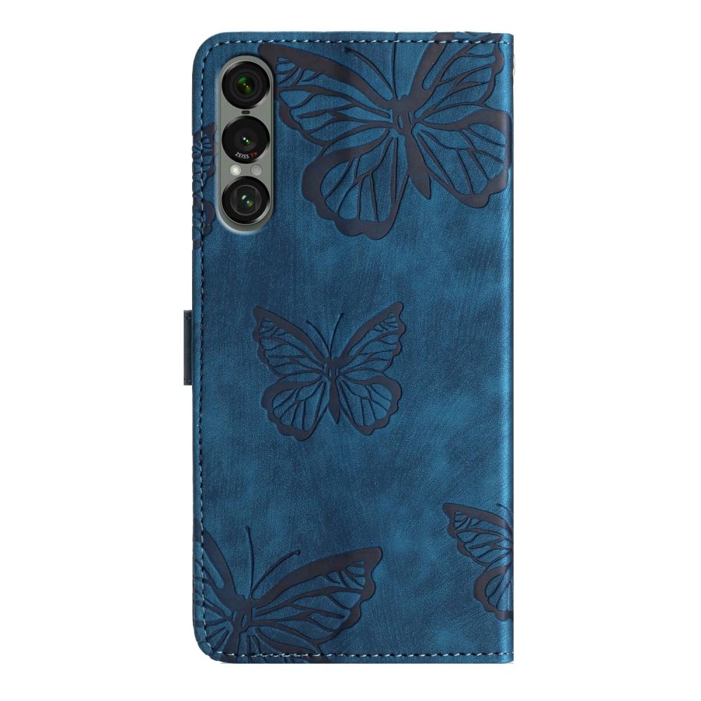  Sony Xperia 1 VII Fodral Fjäril Tryck Blå