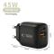 Tech-Protect Tech-Protect 45W PD QC3.0 Väggladdare USB-C / USB-A Svart