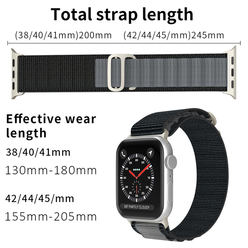 ColorPop Apple Watch 42/44/45/46/49 mm Armband Alpine Pro Loop Svart/Grå