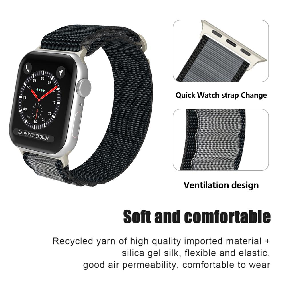 ColorPop Apple Watch 42/44/45/46/49 mm Armband Alpine Pro Loop Svart/Grå