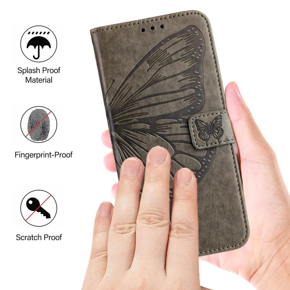  Samsung Galaxy A27 5G Fodral Fjäril Grå