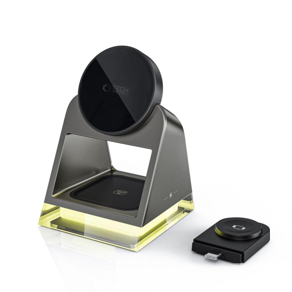 Tech-Protect Tech-Protect 3in1 15W Qi Magnetisk MagSafe Laddare Svart