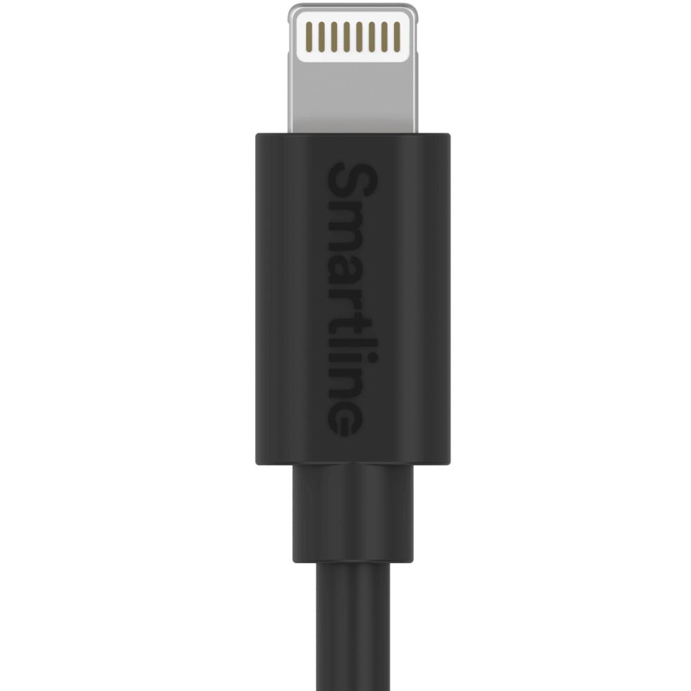 Smartline Smartline 2m Lightning MFi Laddningskabel Svart