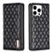 BINFEN BINFEN iPhone 15 Pro Fodral Diamond Flip Läder Svart