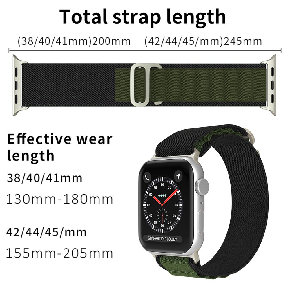 ColorPop Apple Watch 42/44/45/46/49 mm Armband Alpine Pro Loop Svart/Grön