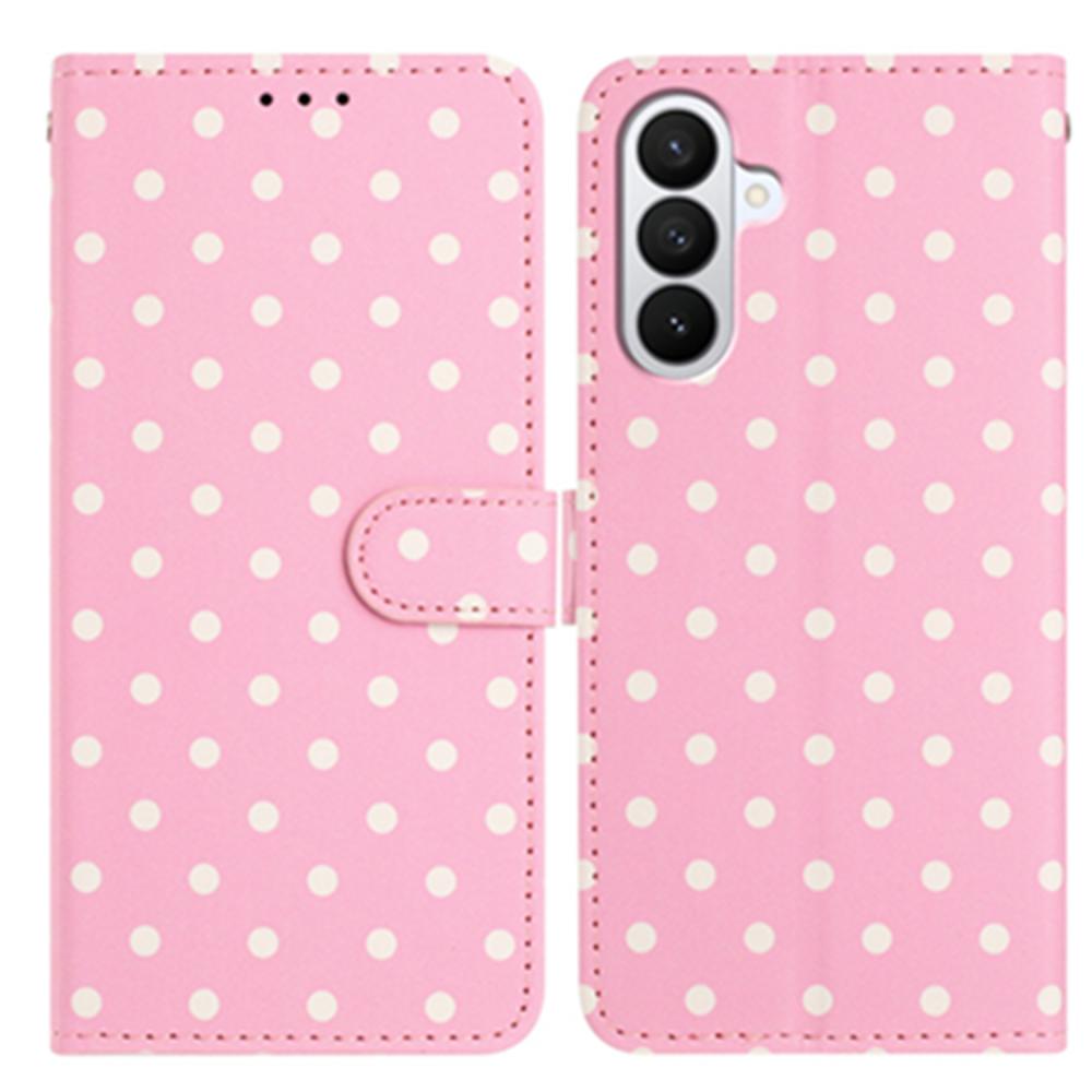  Samsung Galaxy S26 Plus Fodral Polka Dot Läder Rosa/Vit