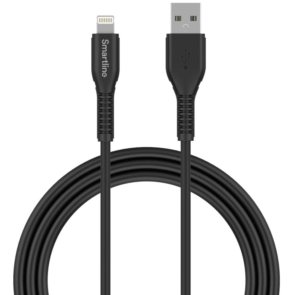 Smartline Smartline 2m Lightning MFi Förstärkt Laddningskabel Svart