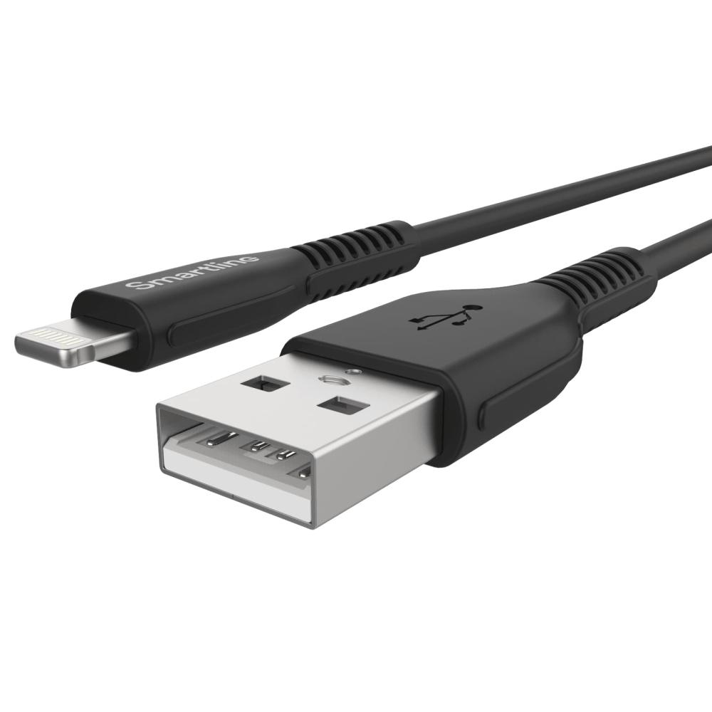 Smartline Smartline 2m Lightning MFi Förstärkt Laddningskabel Svart